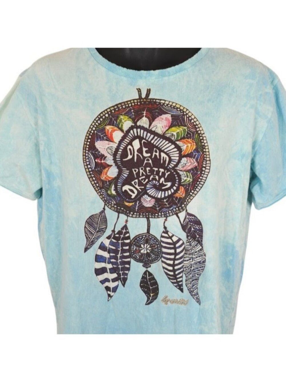 Dreamcatcher T Shirt Womens Size Large Blue Dream A Pretty Dream OVERSIZED Fit